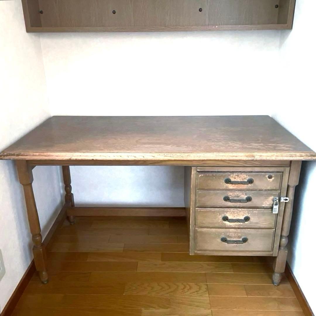 【アンティーク】ナラ材 書斎デスク 作業台 レトロ ヴィンテージ