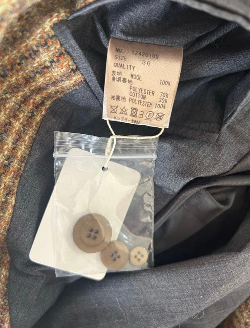 正規品　todayful Wool100%CheckJacket 36