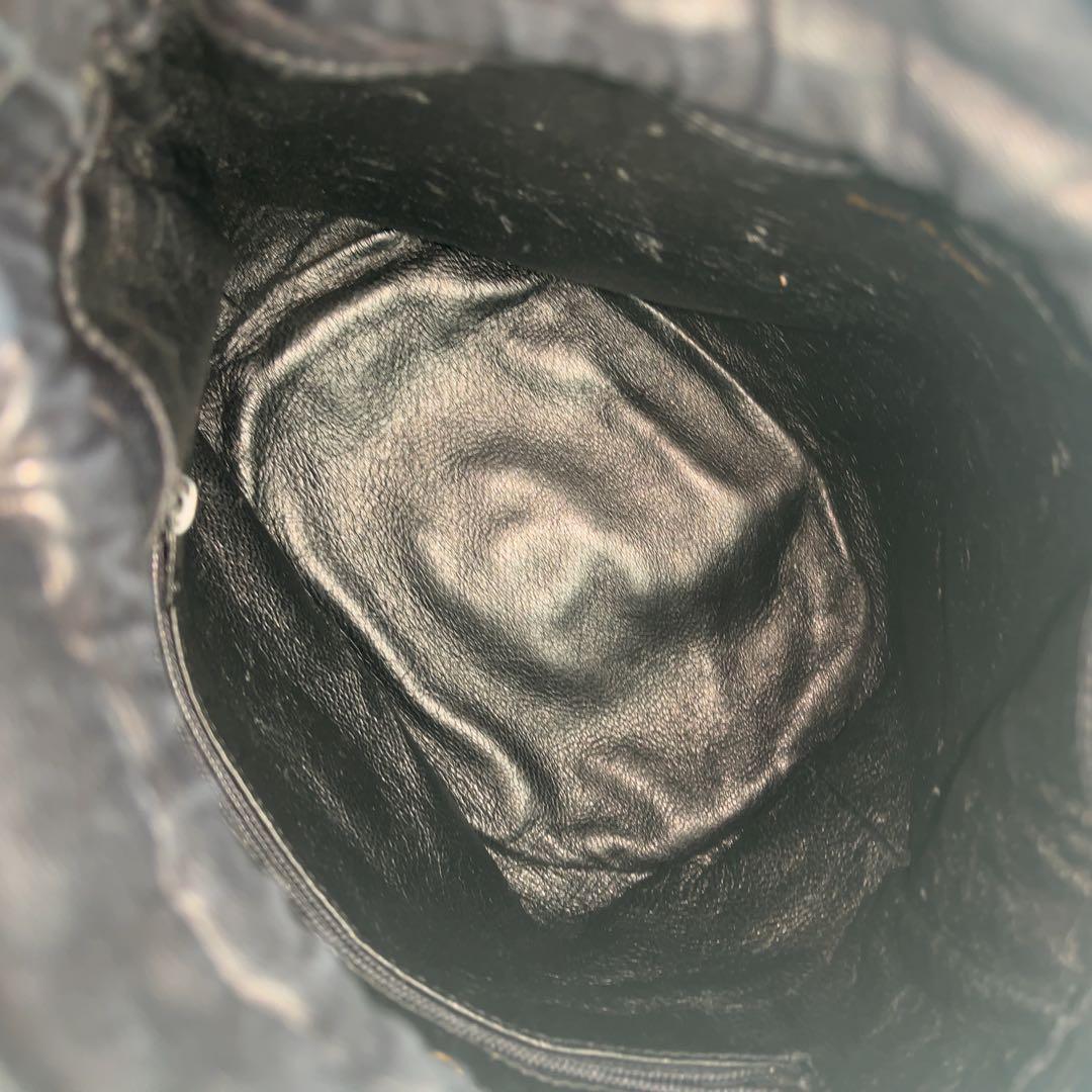 美品　シャネル　マトラッセ　ラムスキン　チェーンショルダー　巾着　ブラック