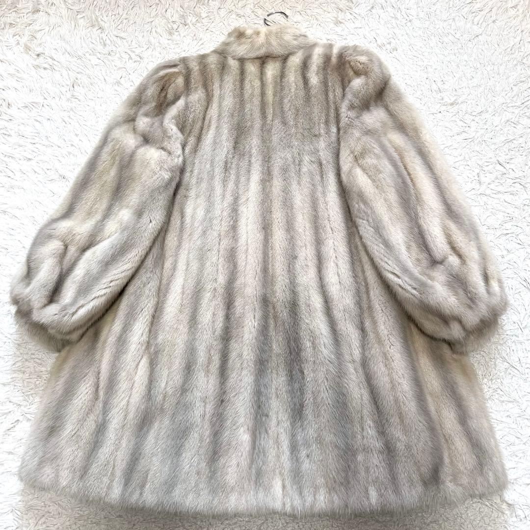 総丈90cm 肉厚ボリューム◎ サファイアミンク リアルファーコート 毛皮 40