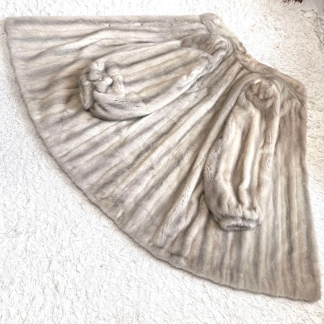 総丈90cm 肉厚ボリューム◎ サファイアミンク リアルファーコート 毛皮 40