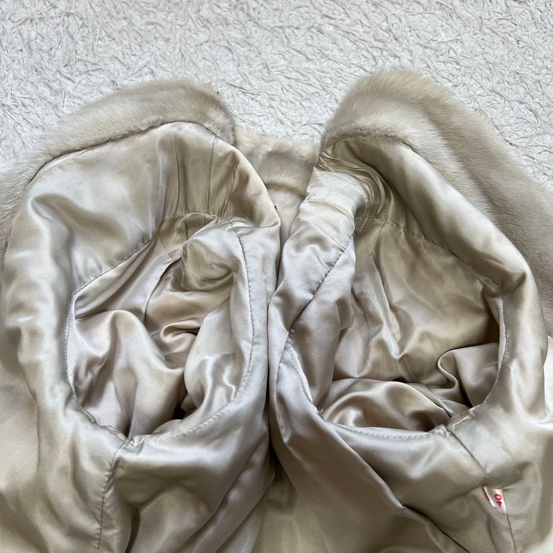 総丈90cm 肉厚ボリューム◎ サファイアミンク リアルファーコート 毛皮 40