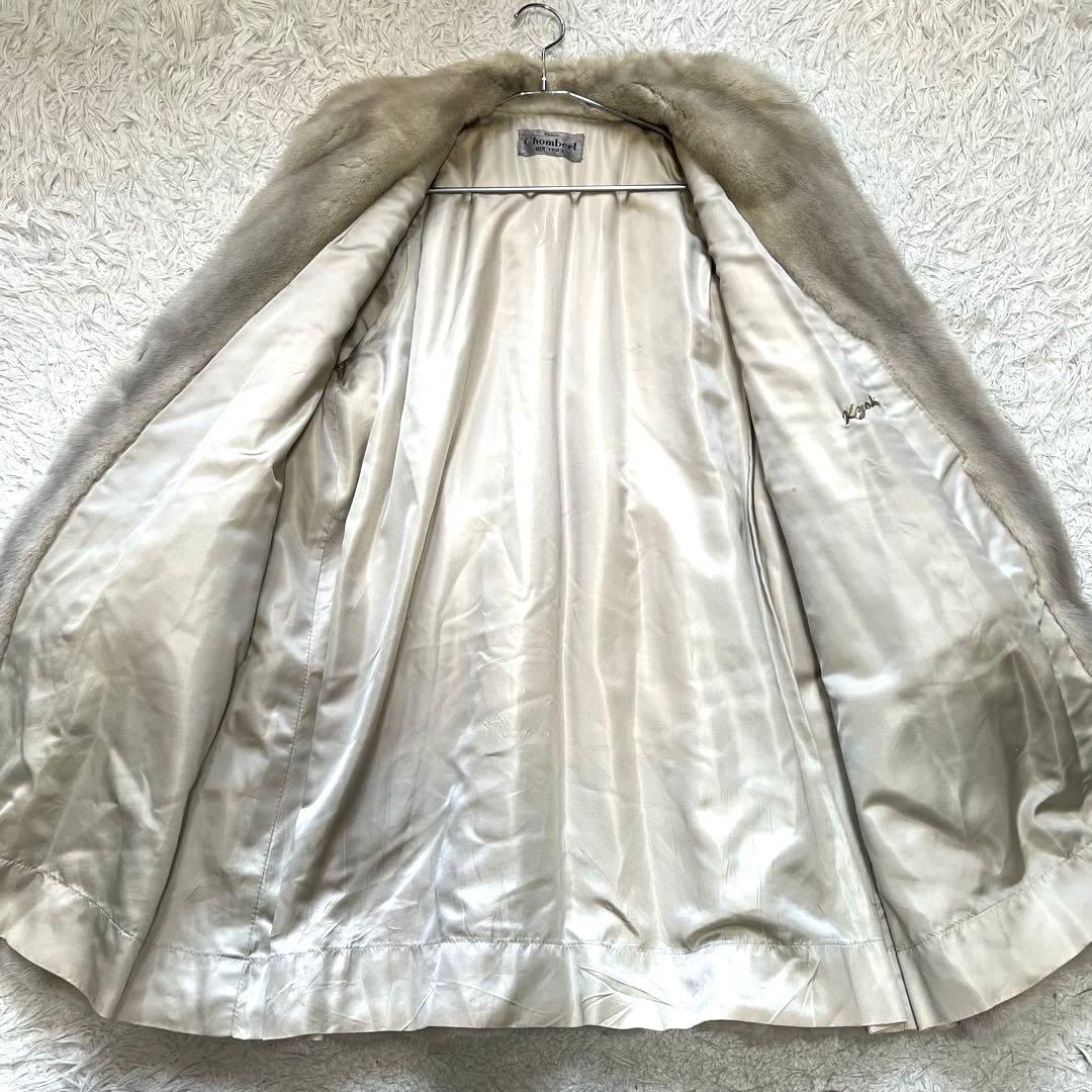 総丈90cm 肉厚ボリューム◎ サファイアミンク リアルファーコート 毛皮 40