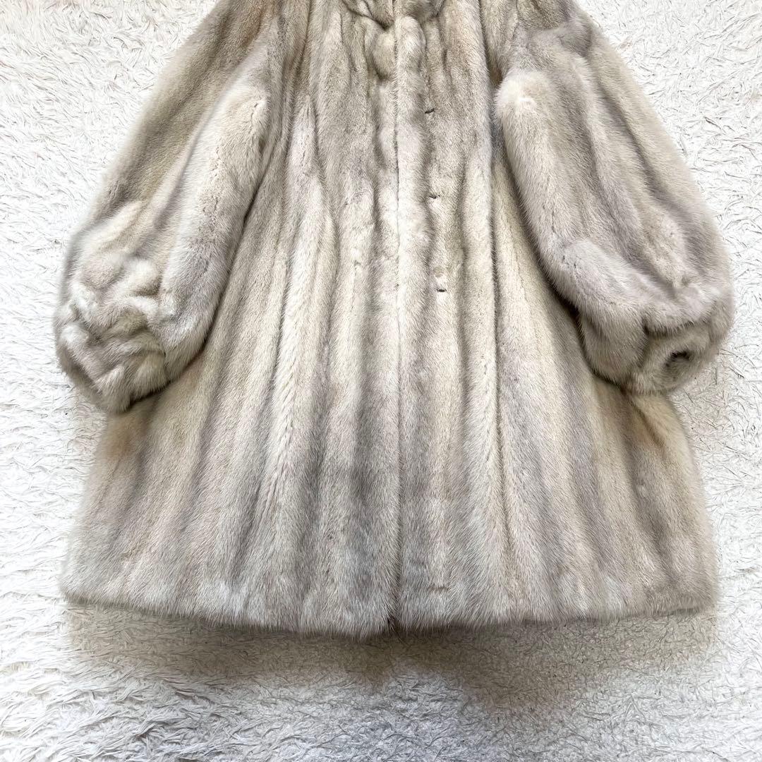 総丈90cm 肉厚ボリューム◎ サファイアミンク リアルファーコート 毛皮 40