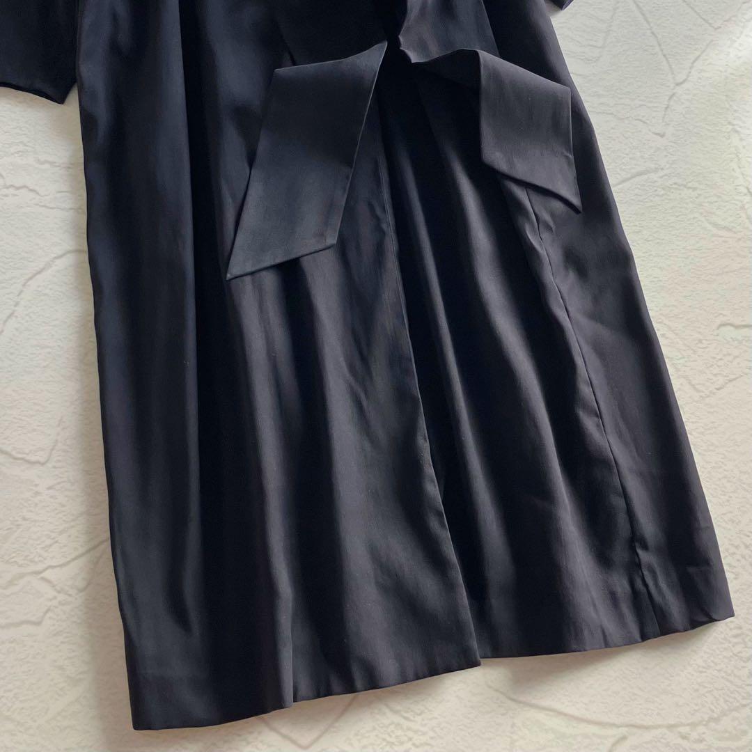 ✨美品✨ウィムガゼット スエード調 ノーカラー ロングコート ウエストリボン