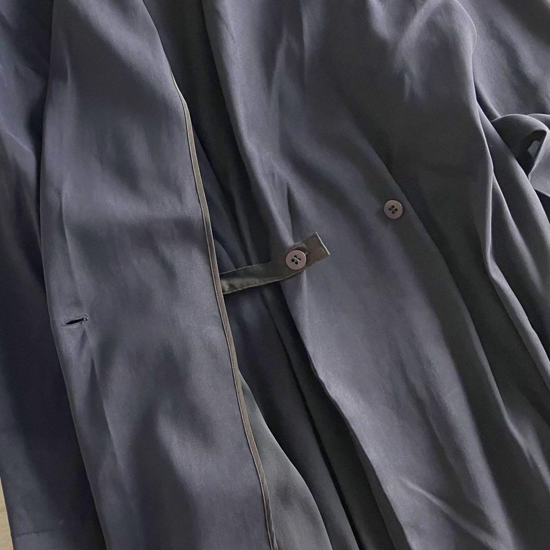 ✨美品✨ウィムガゼット スエード調 ノーカラー ロングコート ウエストリボン