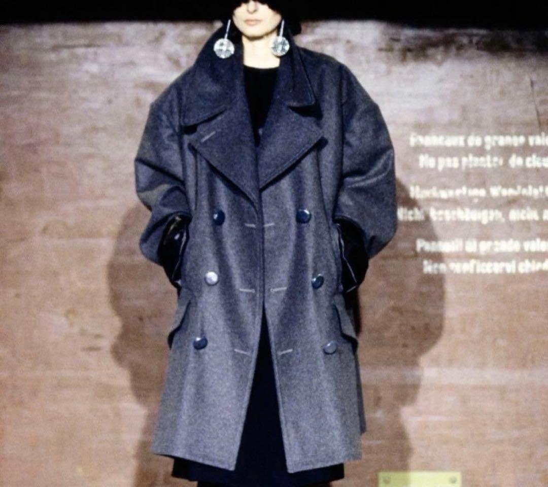 美品/メゾンマルタンマルジェラ//オーバーサイズＰコート/黒