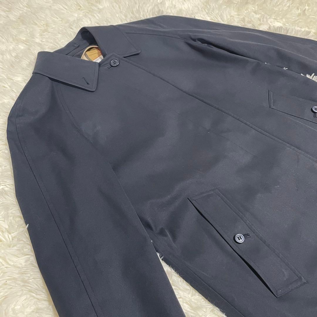 【希少】バーバリーズ ステンカラーコート ノバチェック ネイビー