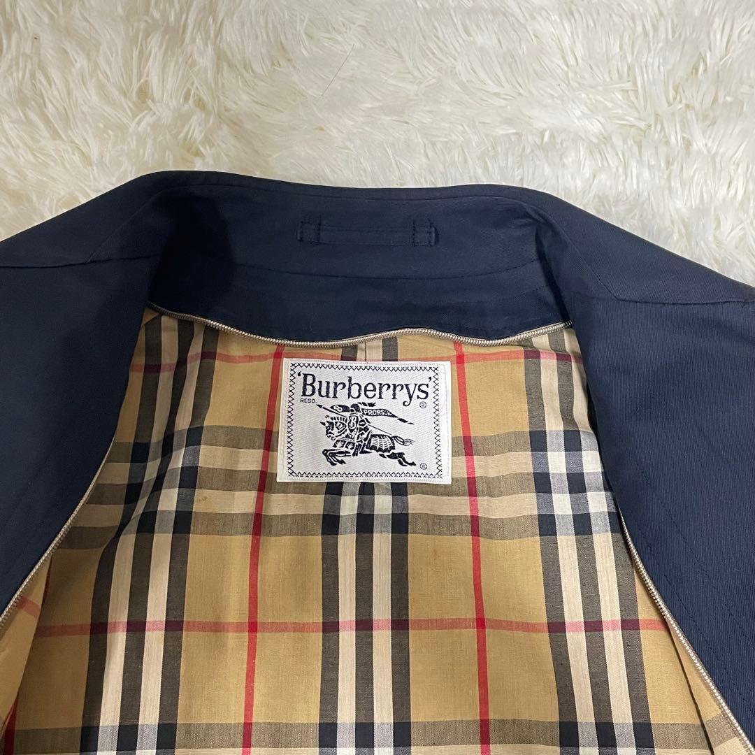 【希少】バーバリーズ ステンカラーコート ノバチェック ネイビー