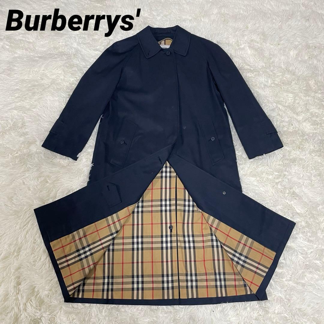 【希少】バーバリーズ ステンカラーコート ノバチェック ネイビー