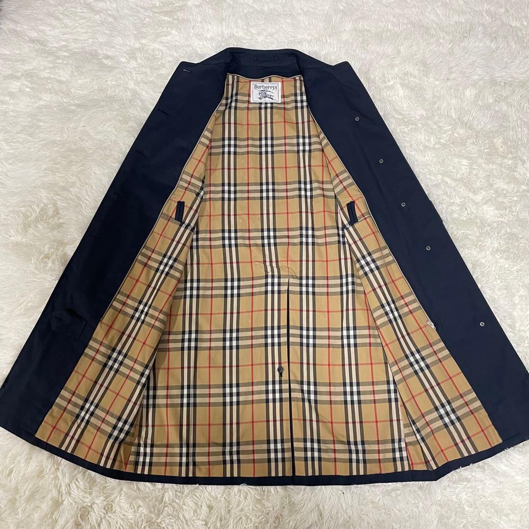 【希少】バーバリーズ ステンカラーコート ノバチェック ネイビー