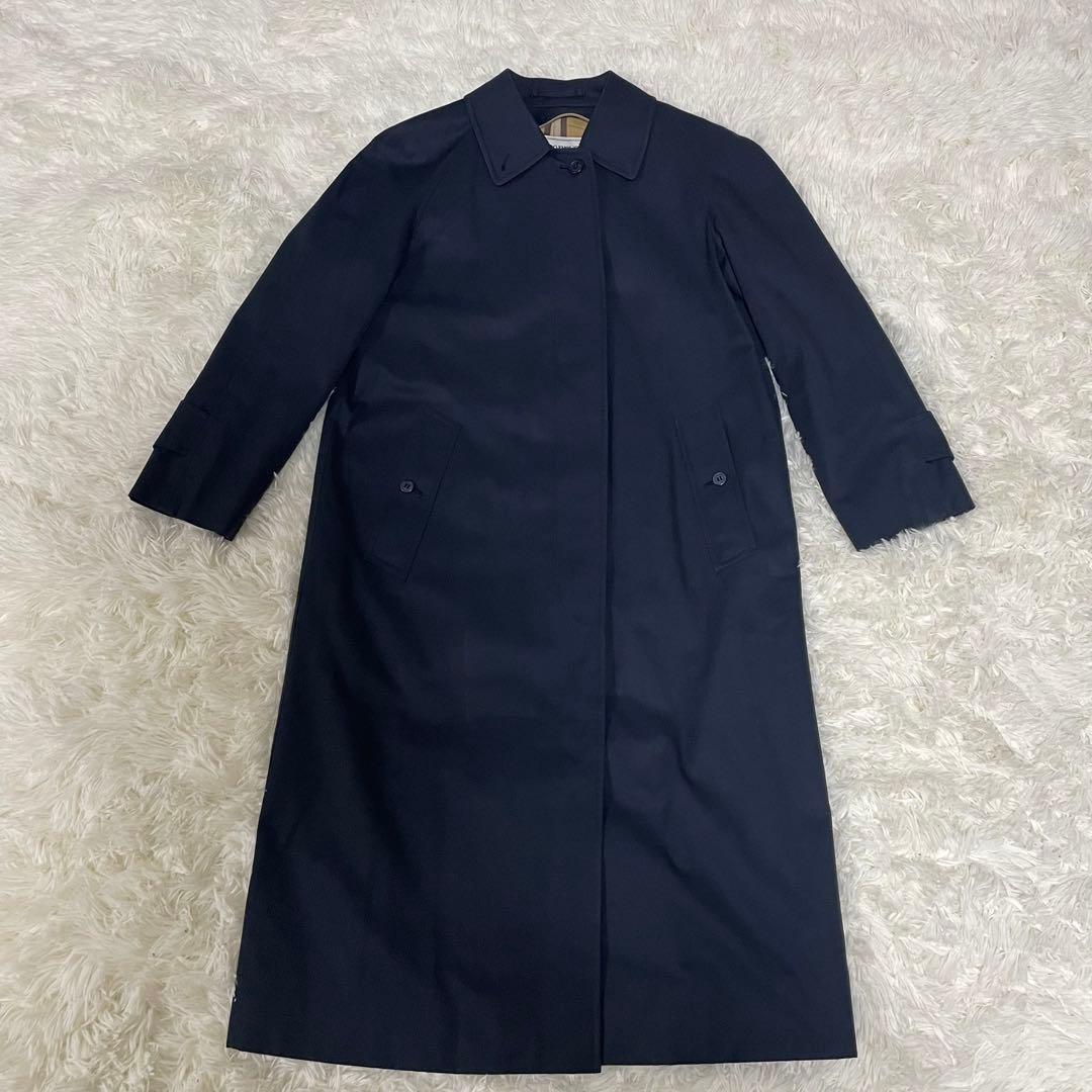 【希少】バーバリーズ ステンカラーコート ノバチェック ネイビー