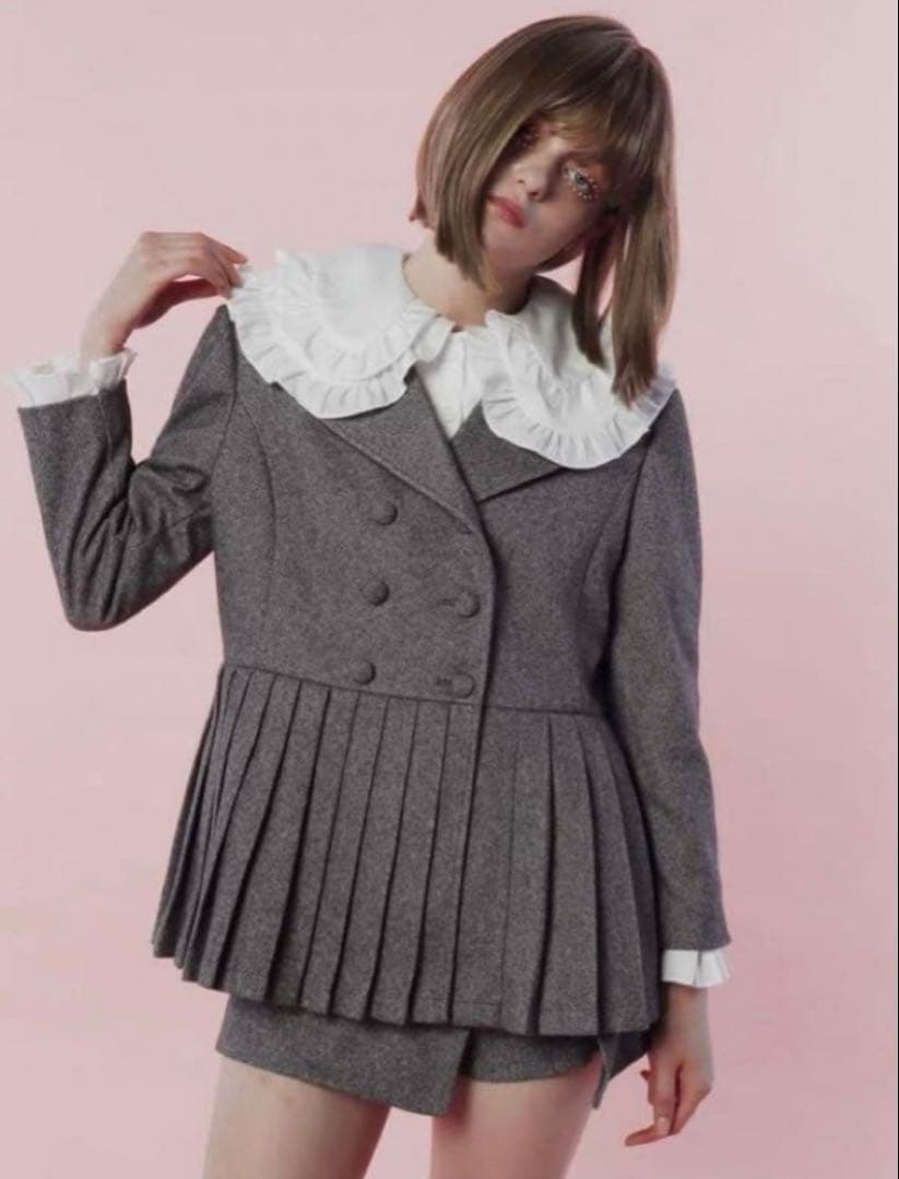 epine プリーツフリルジャケット グレー