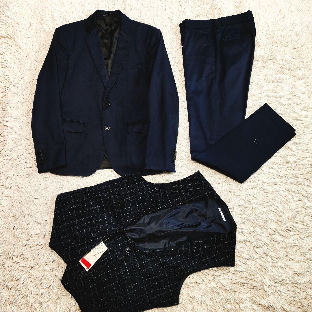 専用 セットアップ スーツ スリーピース ジレ ベスト ネイビー L相当