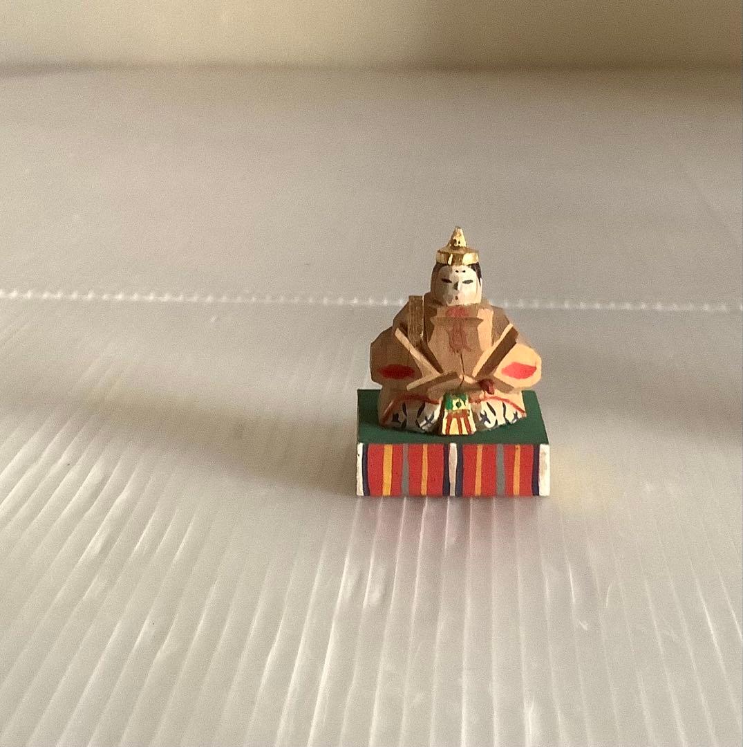 郷土玩具♪奈良一刀彫の豆雛♪金彩木彫彩色♪全体やけ擦れ色落ち♪アンティーク