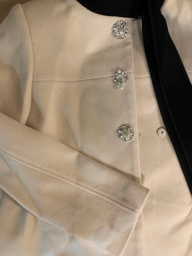 2025AW [L.B CANDY STOCK]Aラインビジューリボンコート