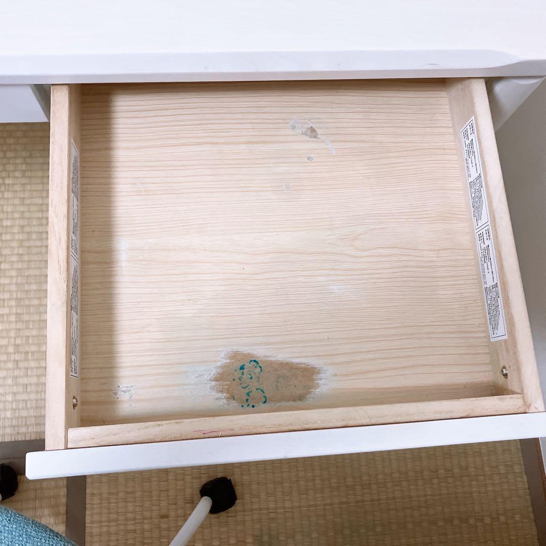 学習机 デスク(メルシーRN) ホワイトウォッシュ 引き出し付 天然木