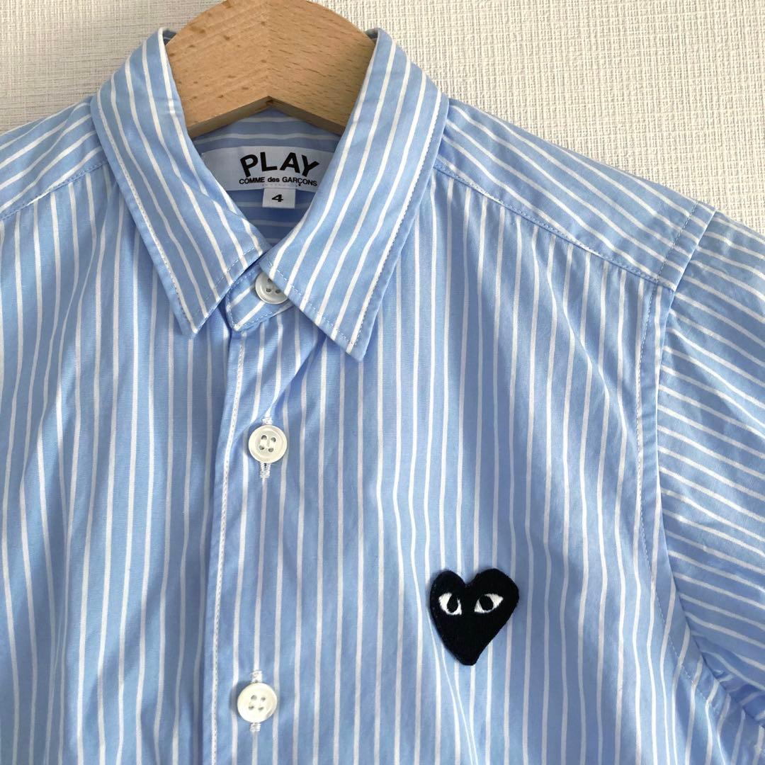プレイコムデギャルソン キッズ ストライプ半袖シャツ サイズ4