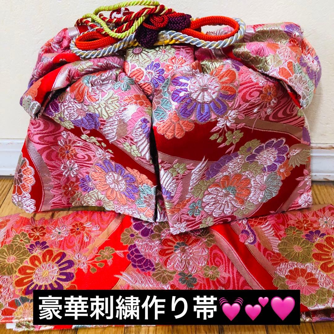 七五三7歳❣️人気Blue暈し絞り柄❣️扇鴛鴦花々金彩煌びやか際立つ完全フルセット❣️