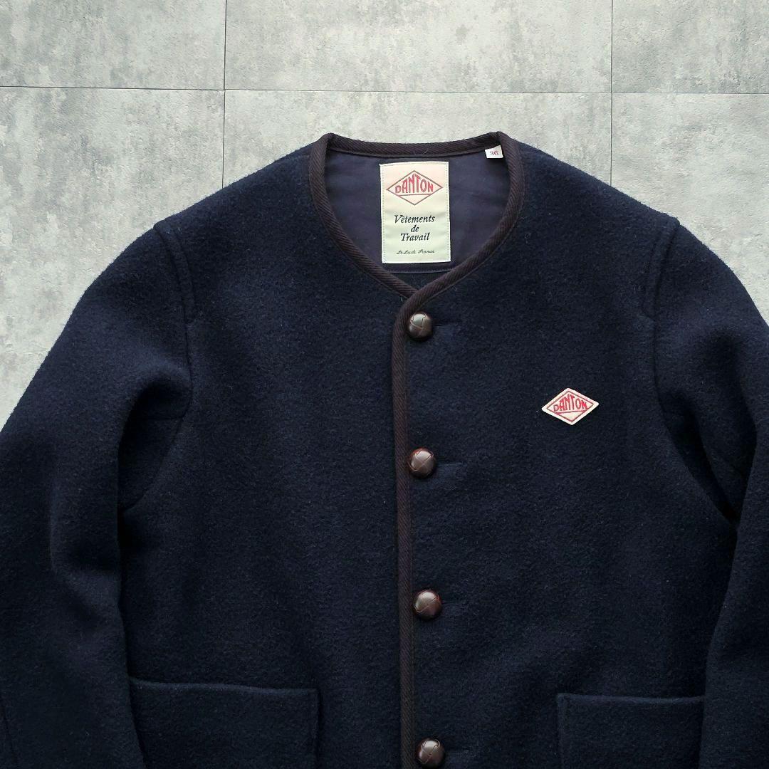 DANTON ダントン ウール混 ノーカラーワークジャケット 36 日本製