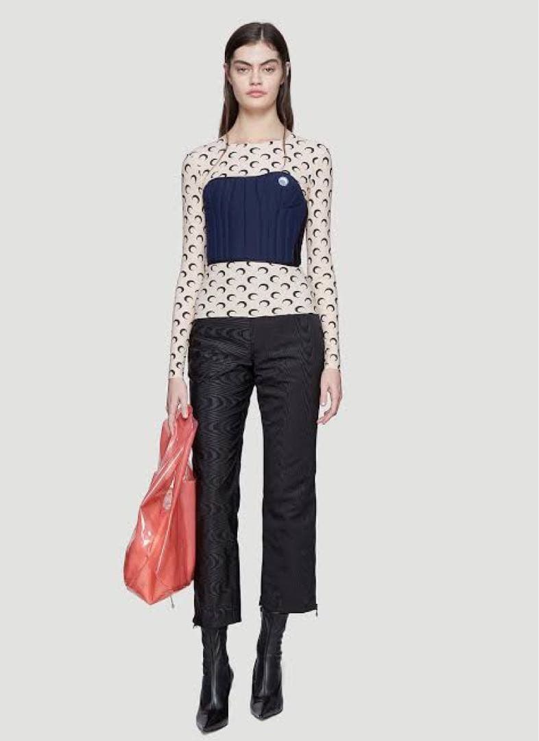 【MARINE SERRE】 NAVY Padded Bustier