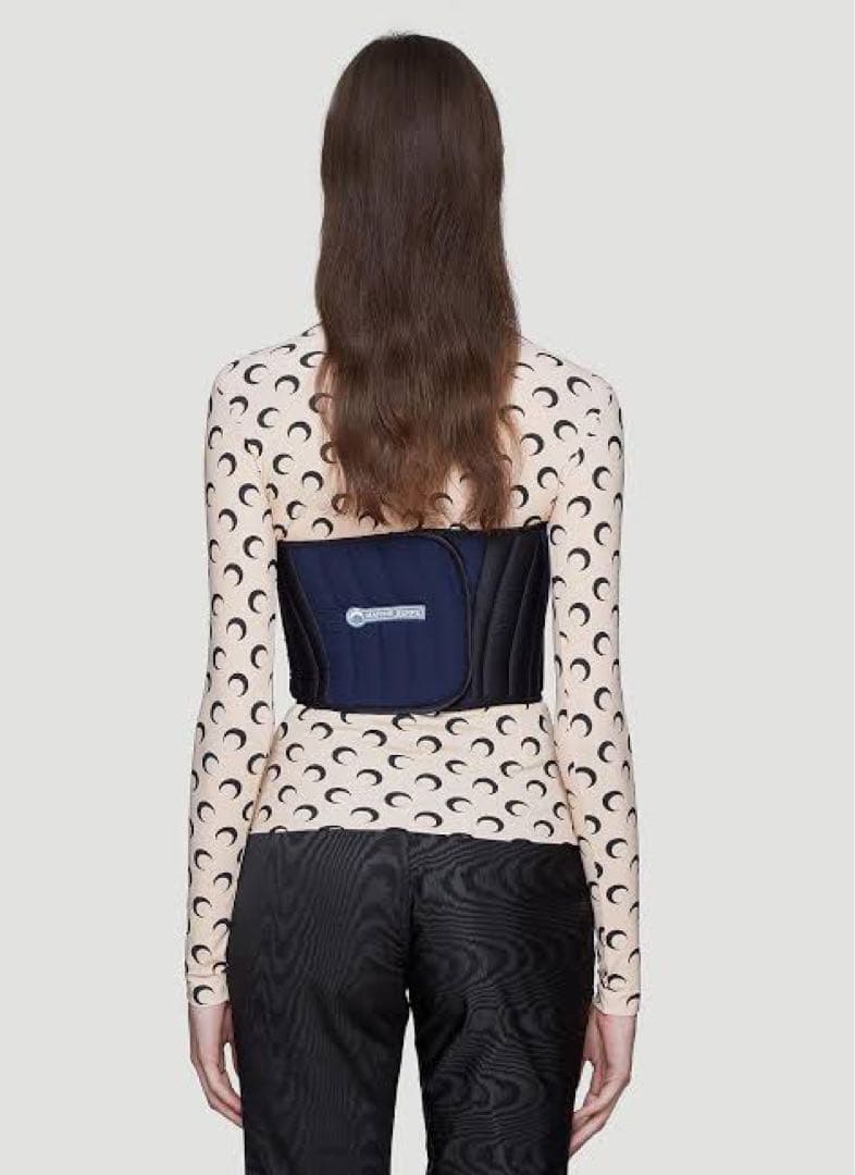 【MARINE SERRE】 NAVY Padded Bustier