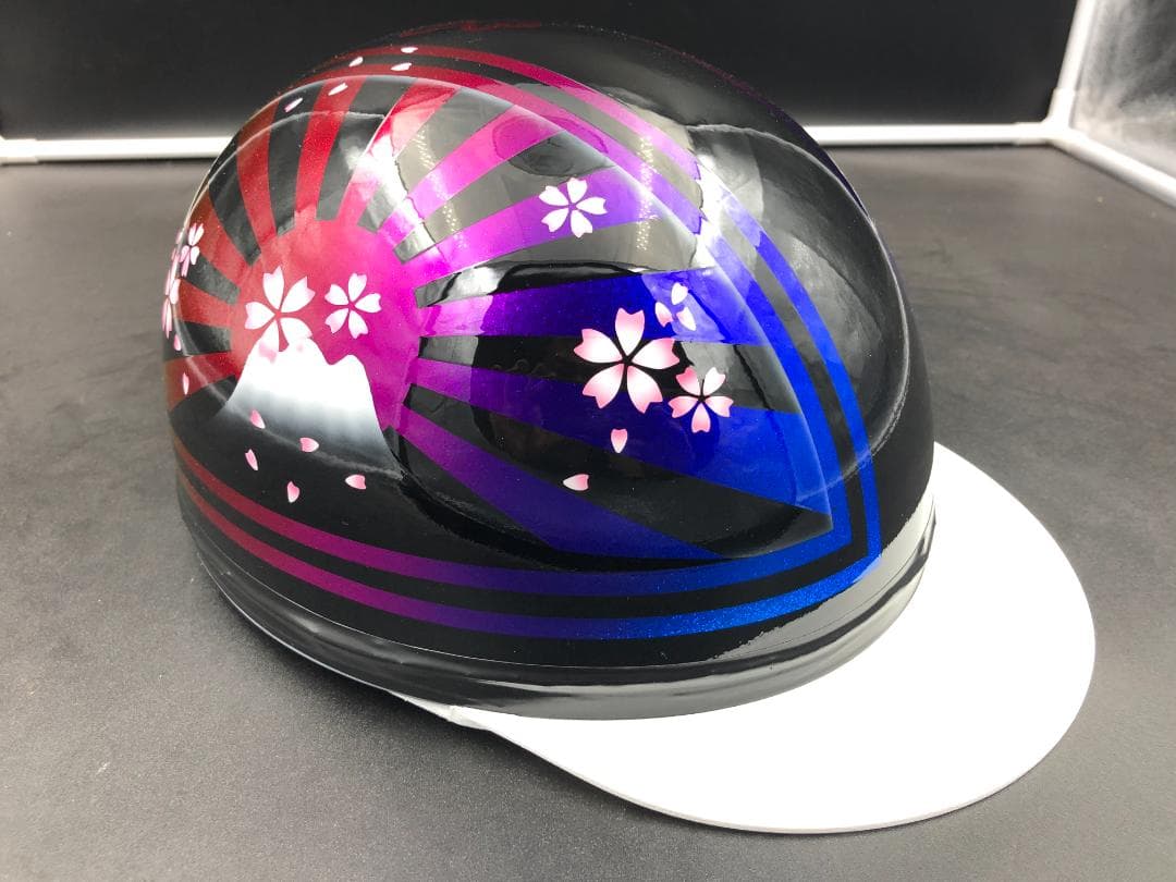 コルク半　カスタム　富士日章　三つボタン　ブラックラメグラデーション　桜