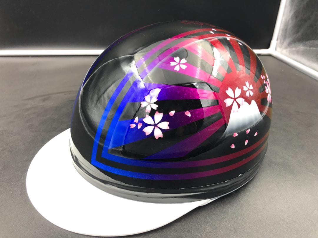 コルク半　カスタム　富士日章　三つボタン　ブラックラメグラデーション　桜