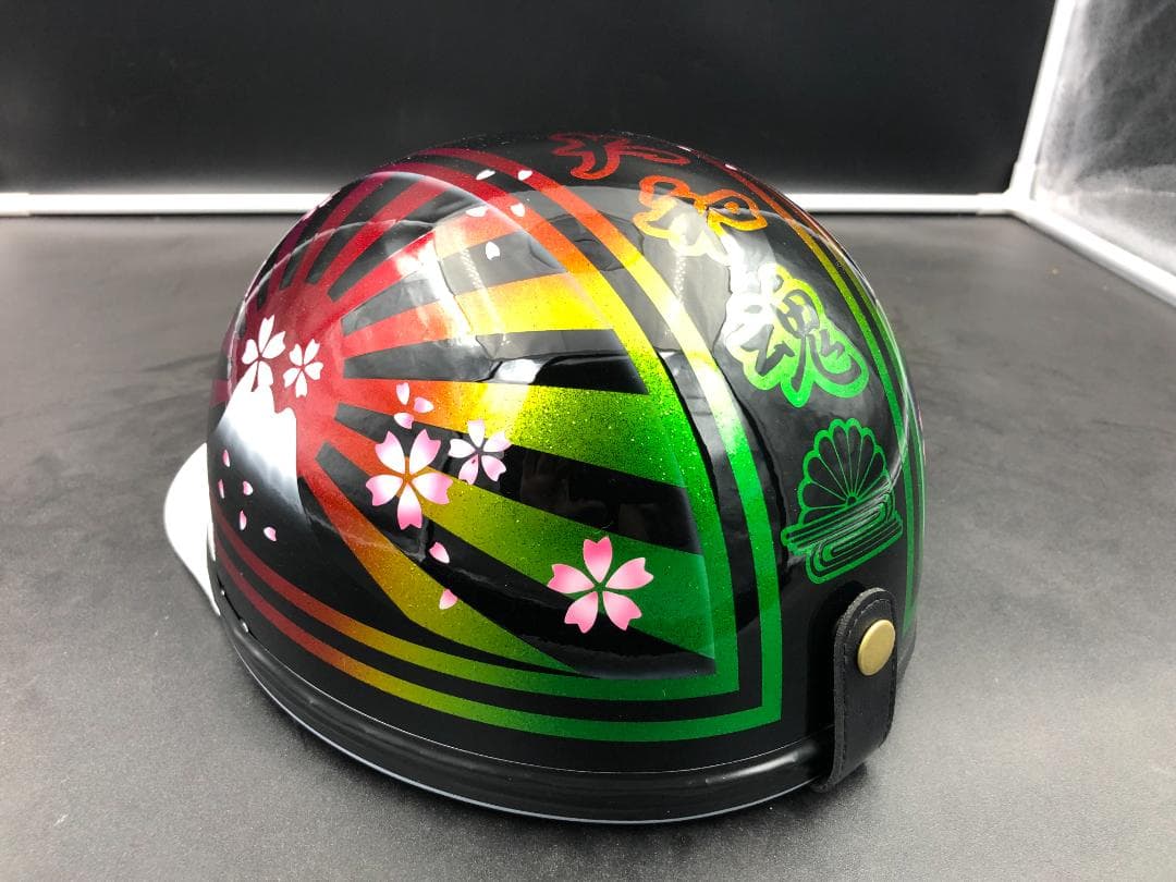 コルク半　カスタム　富士日章　三つボタン　ブラックラメグラデーション　桜