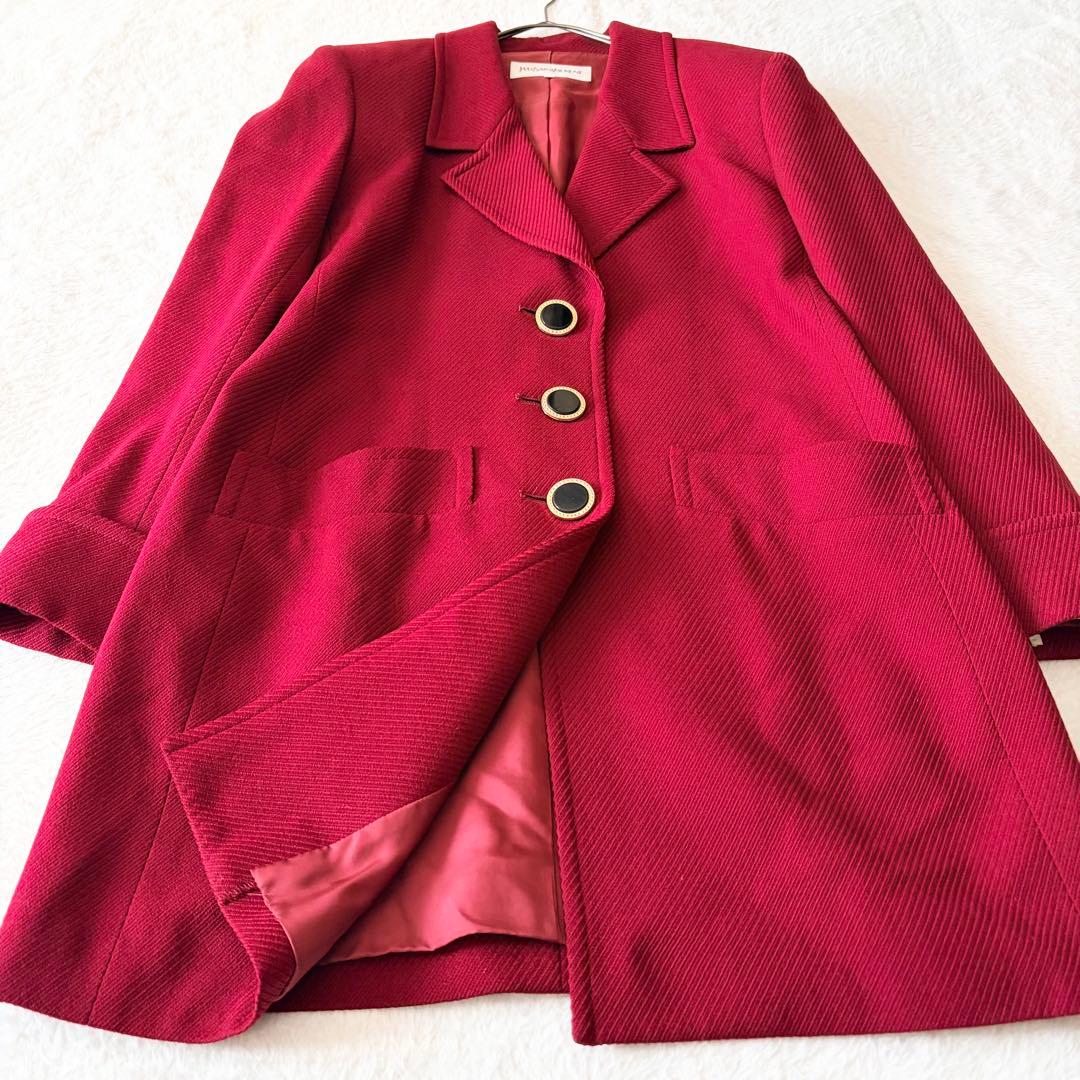 6274 希少✨ イヴサンローラン チェスターコート 9 レッド ウール100%