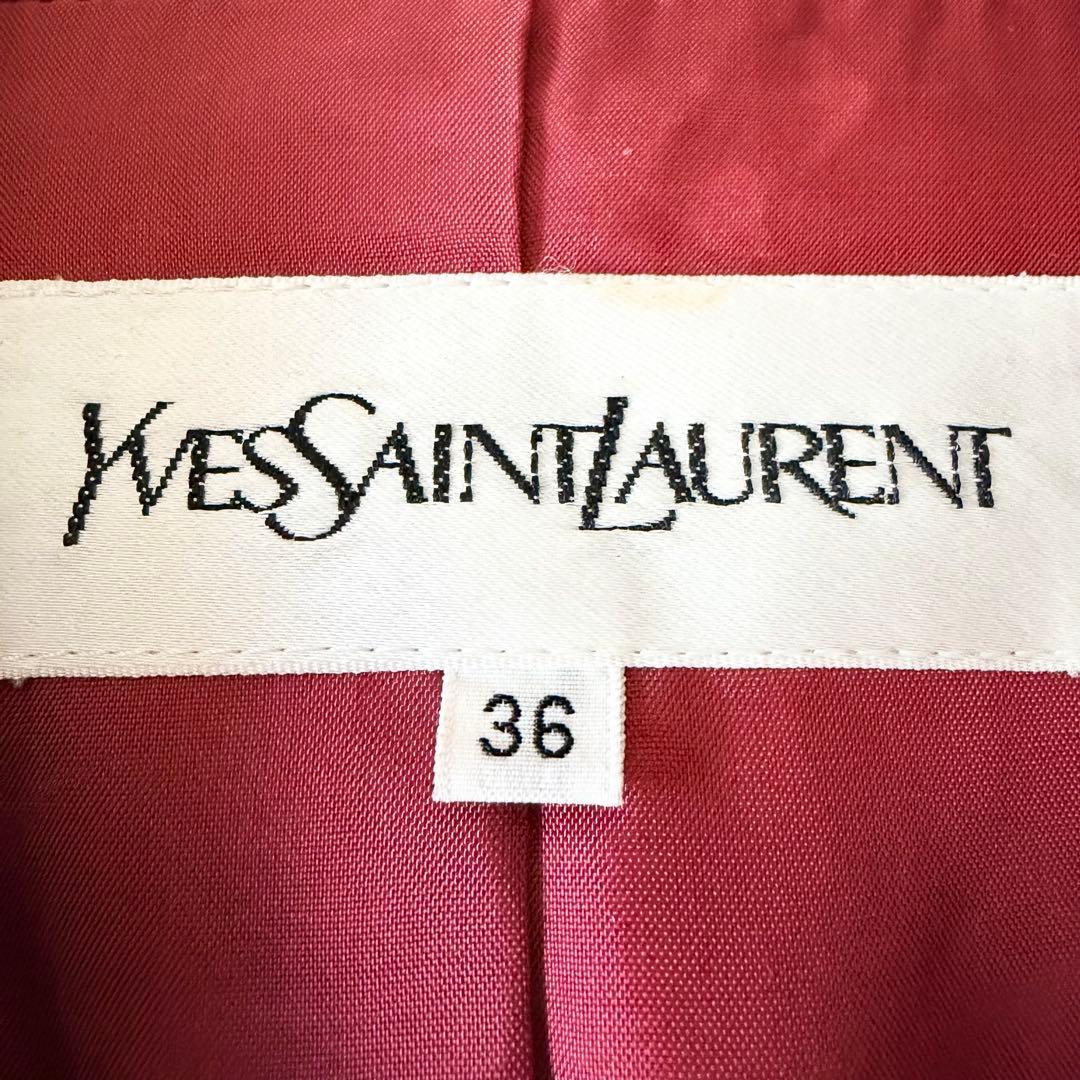 6274 希少✨ イヴサンローラン チェスターコート 9 レッド ウール100%