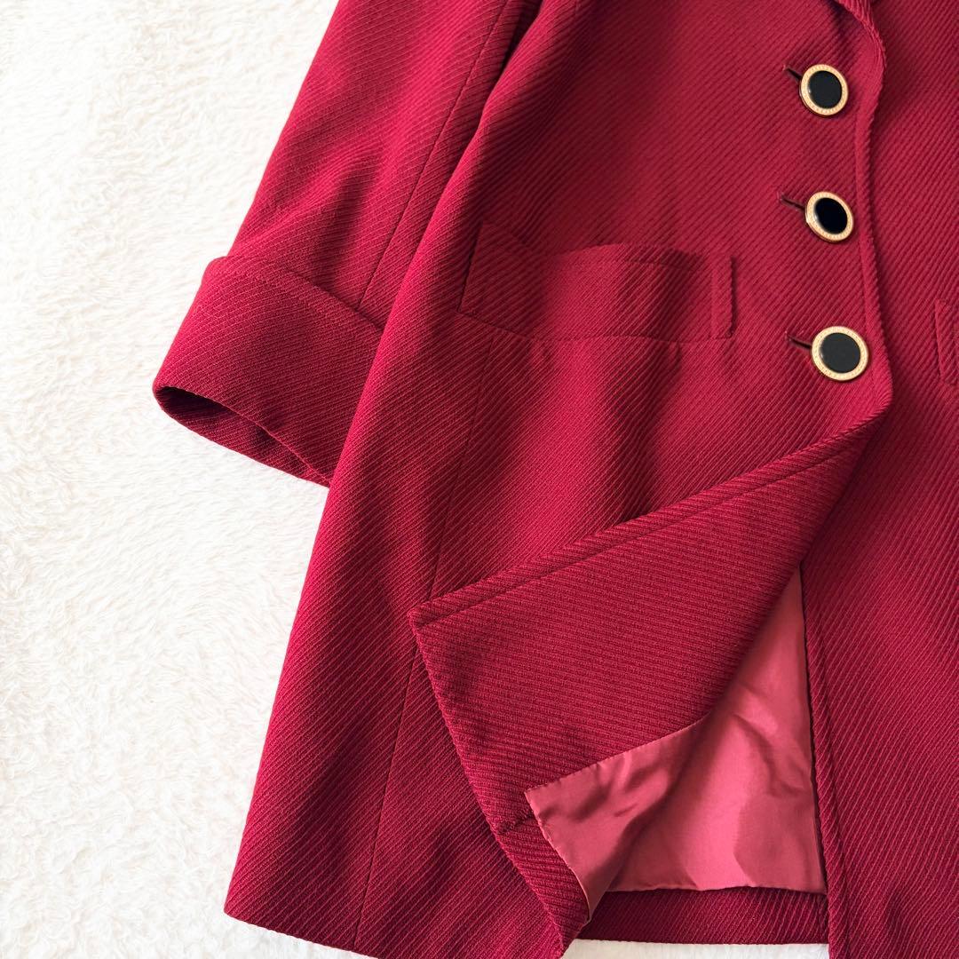 6274 希少✨ イヴサンローラン チェスターコート 9 レッド ウール100%