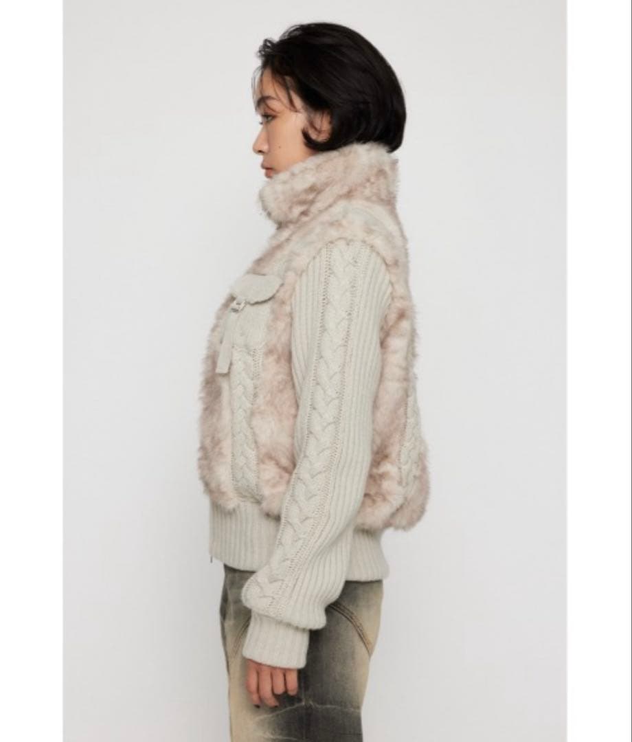 CABLE KNIT FAUX FUR ブルゾン