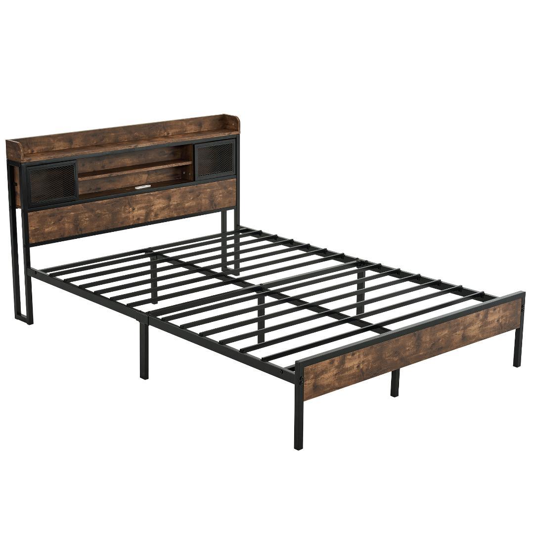 SD ベッドフレーム セミダブル セミダブルベッド パイプベッド コンセント付き