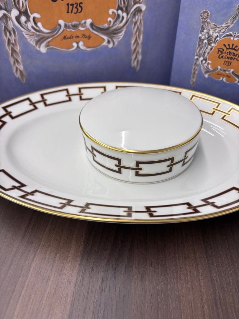 【新品】リチャード・ジノリ カテーネ　オーバルプラターとラウンドボックスセット