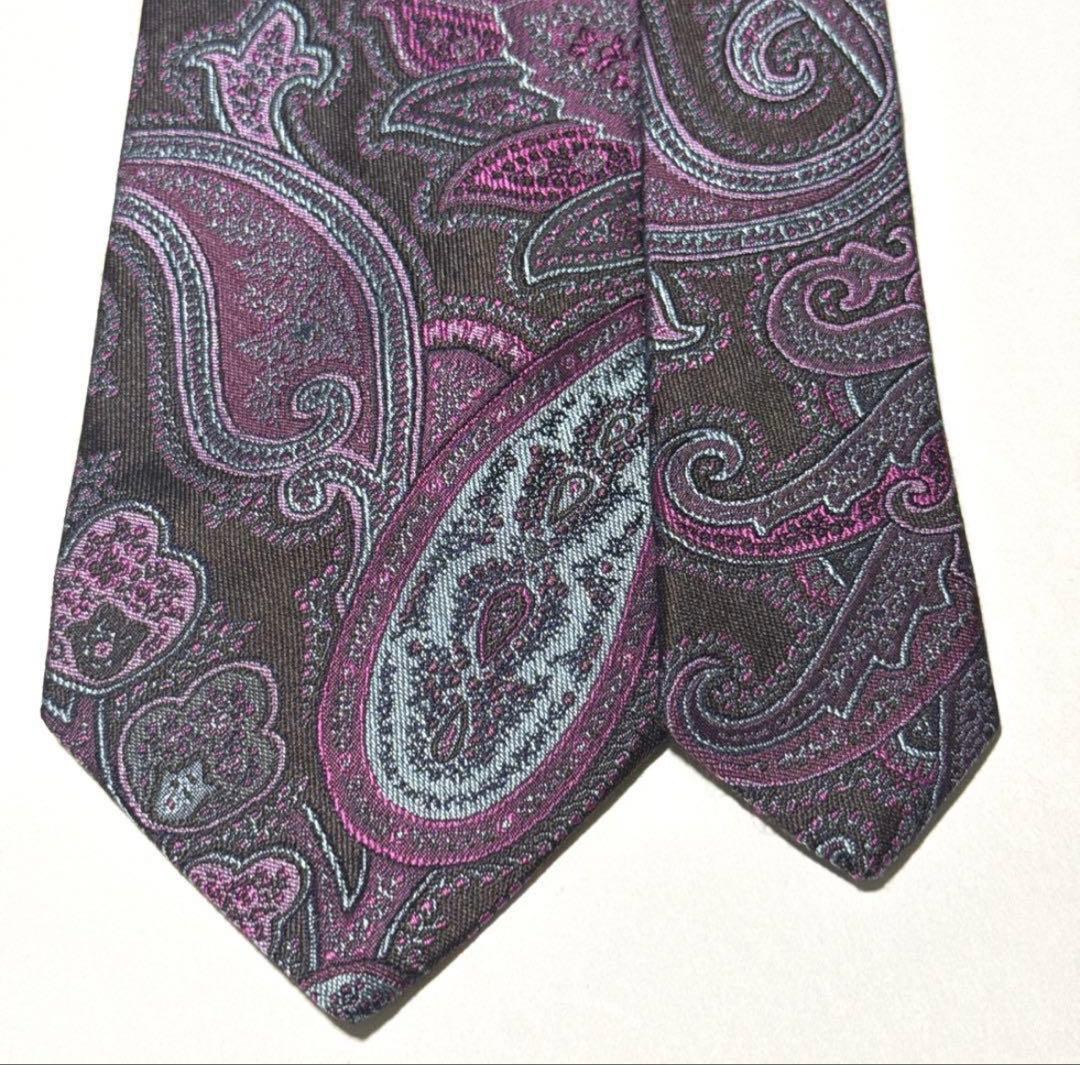 エトロ　ネクタイ　ペイズリー　ジャガード　ハイブランド　高級　光沢感　古着コーデ