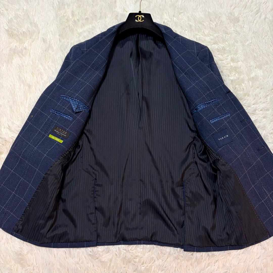 【極美品】タカキュー セットアップ ネイビー 段返り3つボタン ウール100