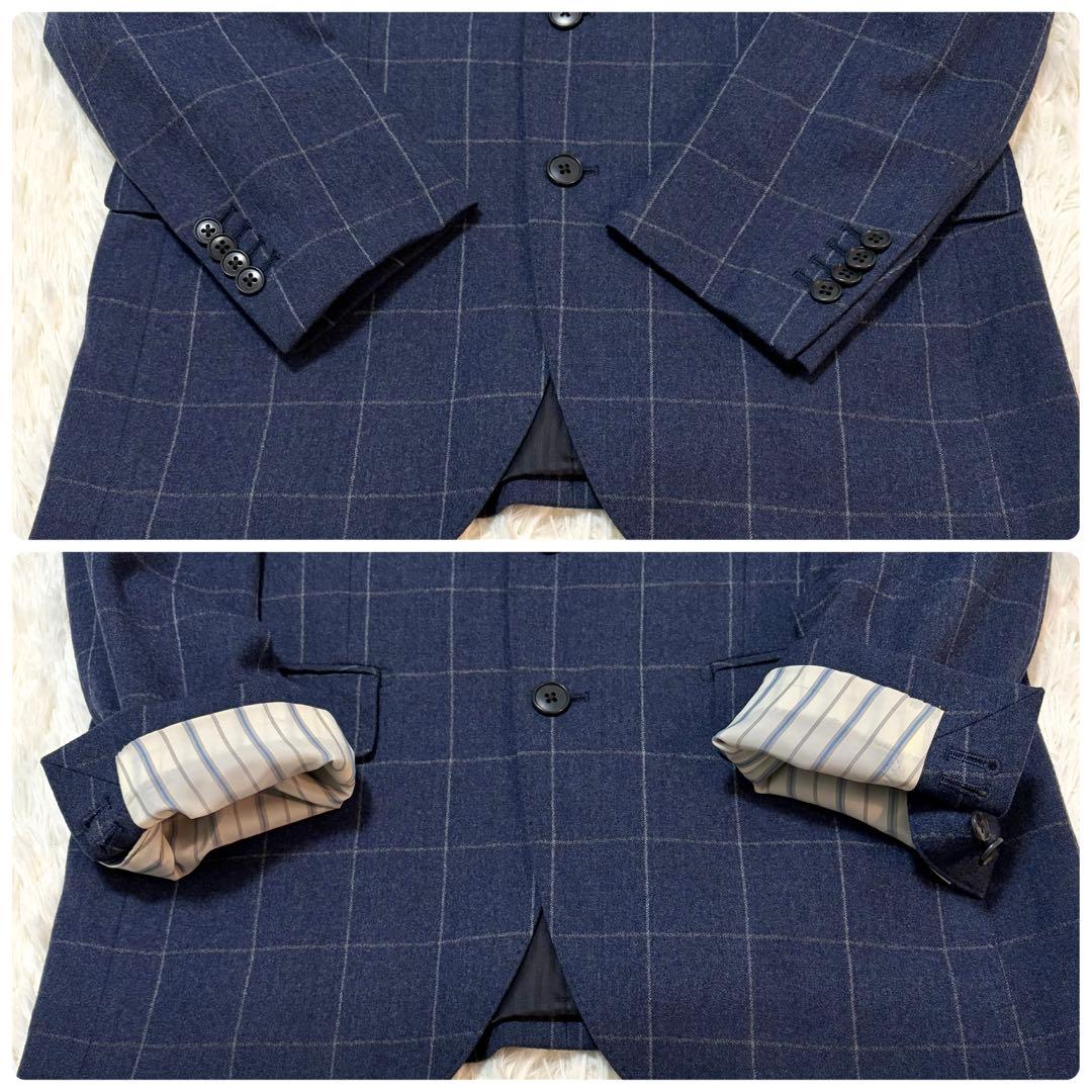【極美品】タカキュー セットアップ ネイビー 段返り3つボタン ウール100