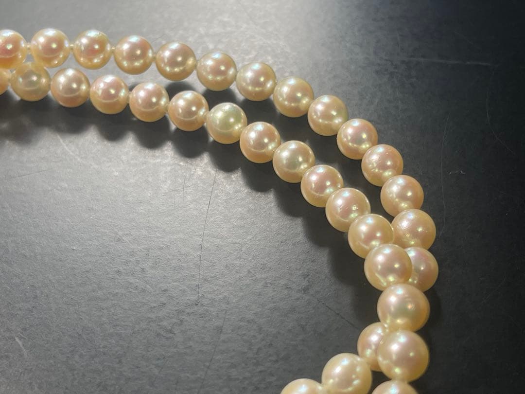 アコヤ真珠 2連ネックレス 14Kクラスプ 花モチーフ フォーマル