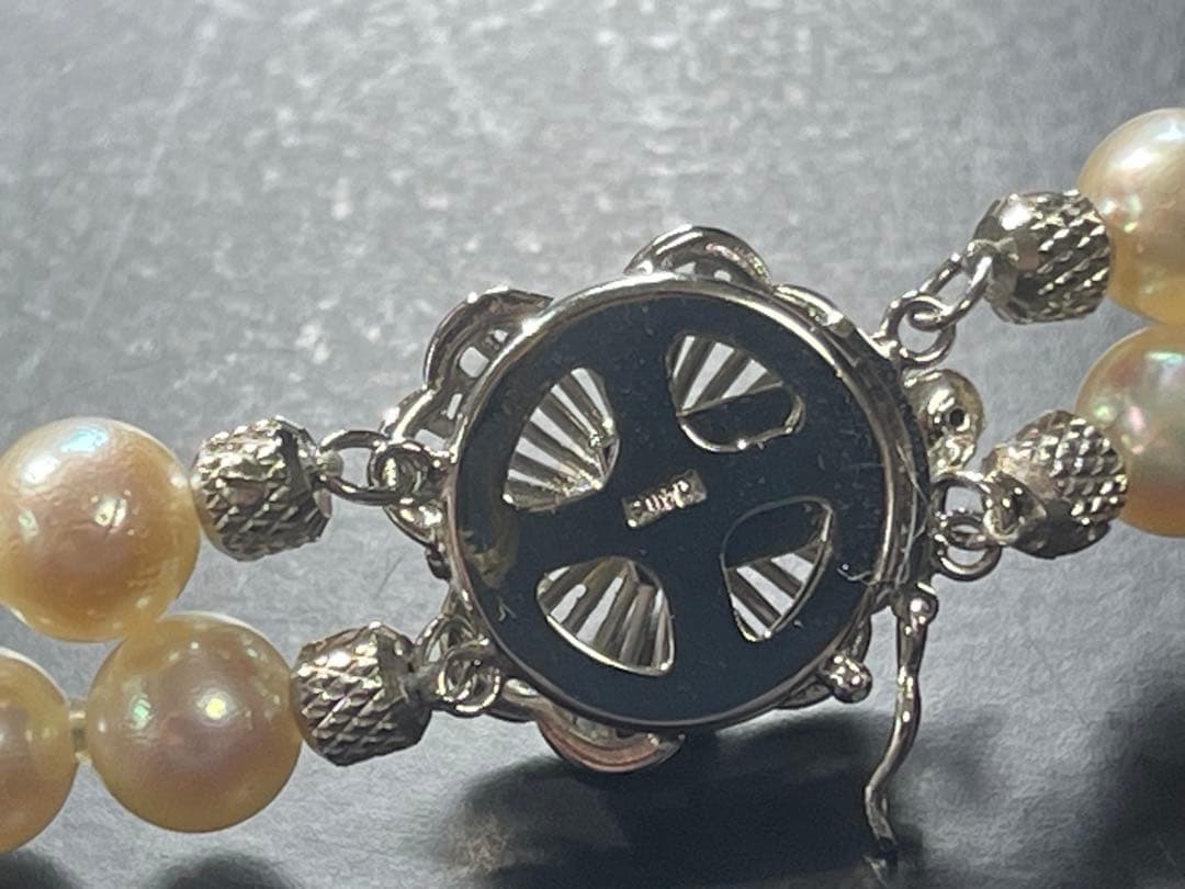 アコヤ真珠 2連ネックレス 14Kクラスプ 花モチーフ フォーマル