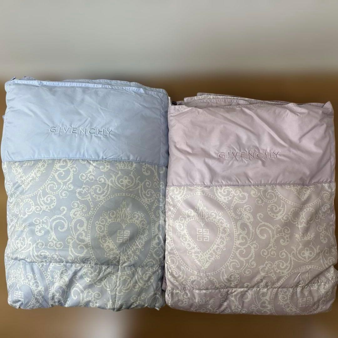 未使用保管品　GIVENCHY ジバンシー 羽毛肌掛け布団　ブルー&ピンクセット