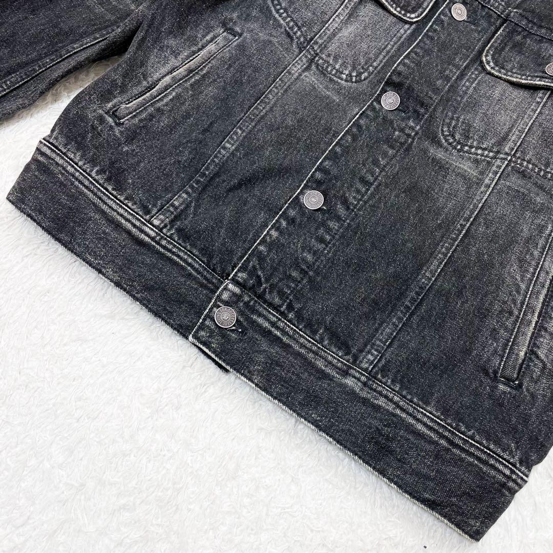 未使用級 DIESEL ディーゼル メタルロゴプレートデニムジャケット ブラック