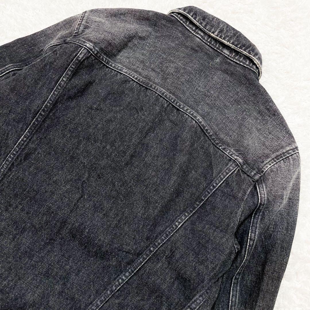 未使用級 DIESEL ディーゼル メタルロゴプレートデニムジャケット ブラック