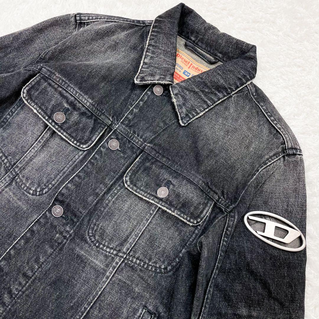 未使用級 DIESEL ディーゼル メタルロゴプレートデニムジャケット ブラック