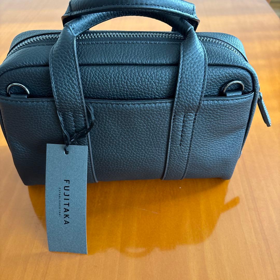 FUJITAKA ブラックレザー ミニハンドバッグ