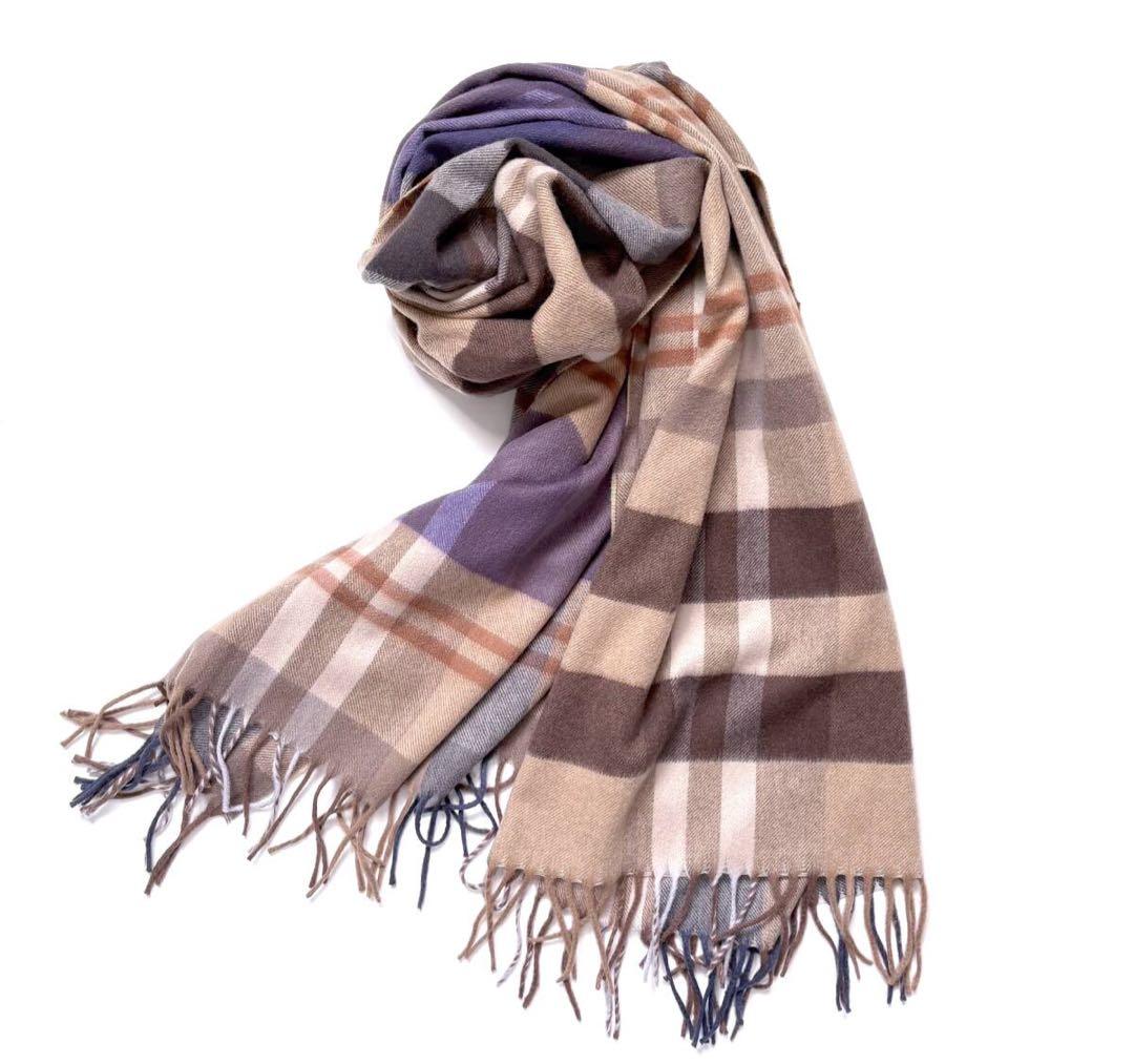 Cesare Gatti チェザーレガッティ 大判 マフラー チェック カシミヤ