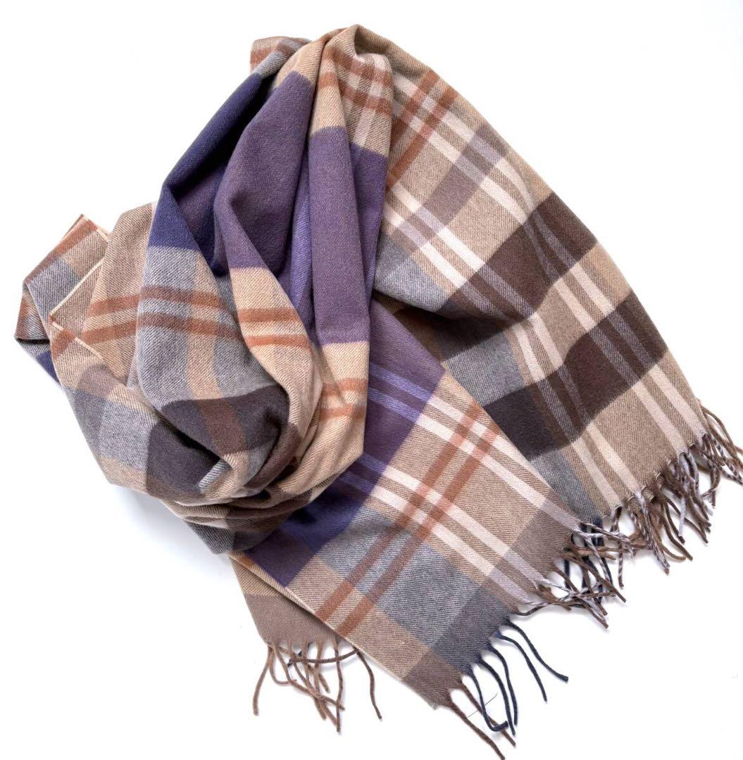 Cesare Gatti チェザーレガッティ 大判 マフラー チェック カシミヤ