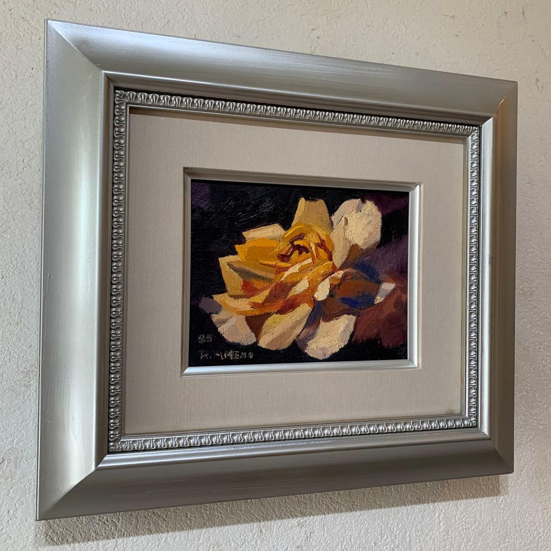 絵画　油彩肉筆画　真作　姫野陸郎『バラ』F0 1988年作