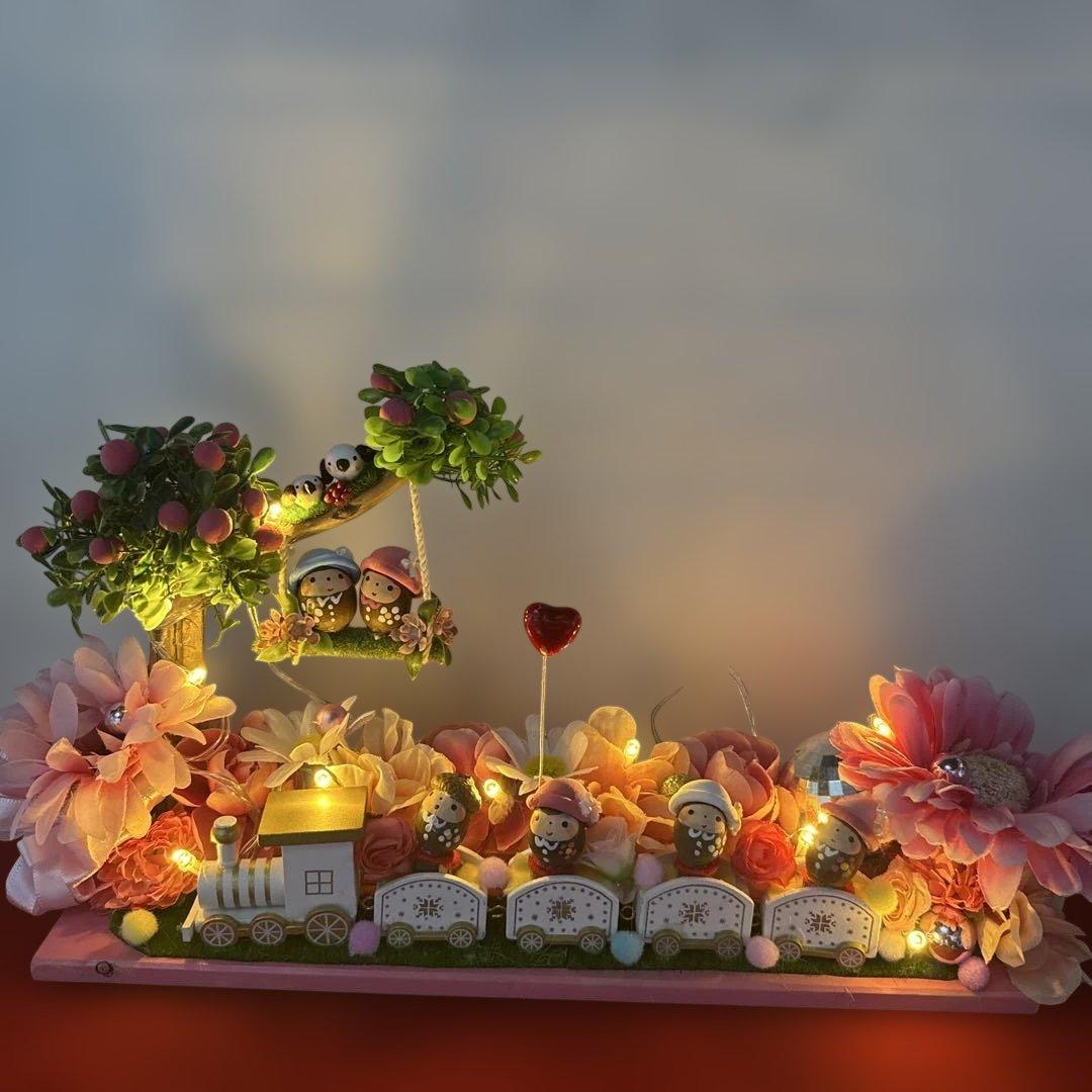 どんぐりアート♡ Xmasタペストリー＆White train ピンキーオブジェ