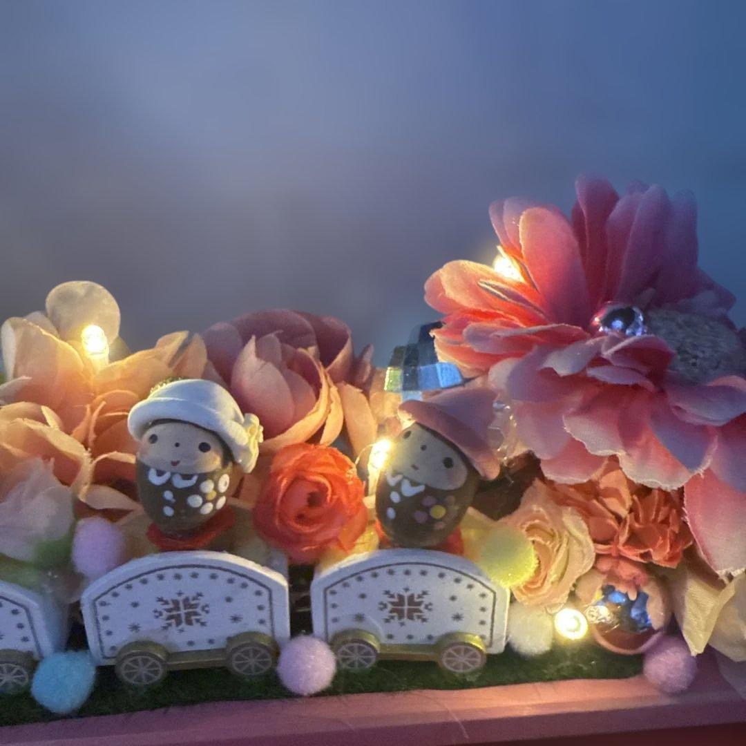 どんぐりアート♡ Xmasタペストリー＆White train ピンキーオブジェ